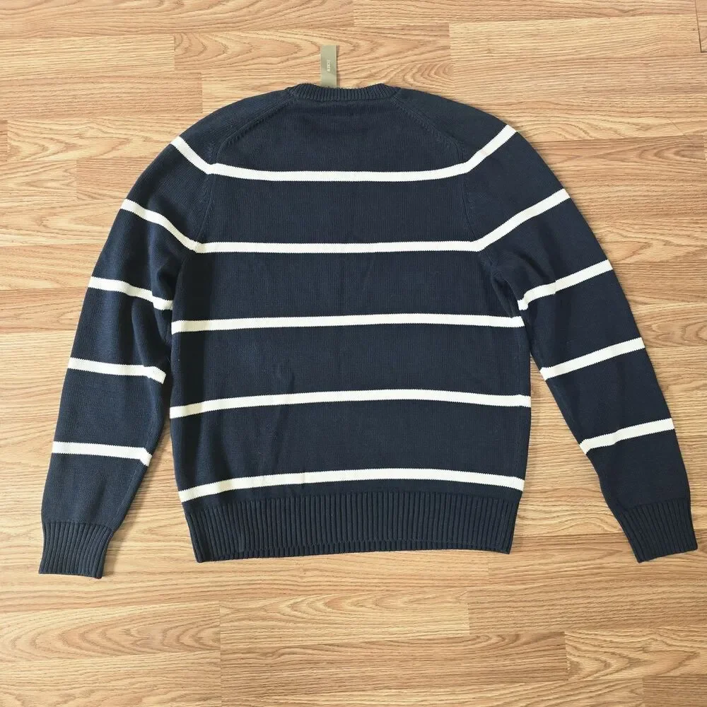 J Crew Men’s Heritage cotton Crewneck Knit Sweater Size Large Navy Preppy NEW